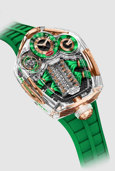 (image for) Jacob & Co. bugatti tourbillon sapphire crystal CLEAR / GREEN BU310.80.AA.AA.ABRUA Replica Watch